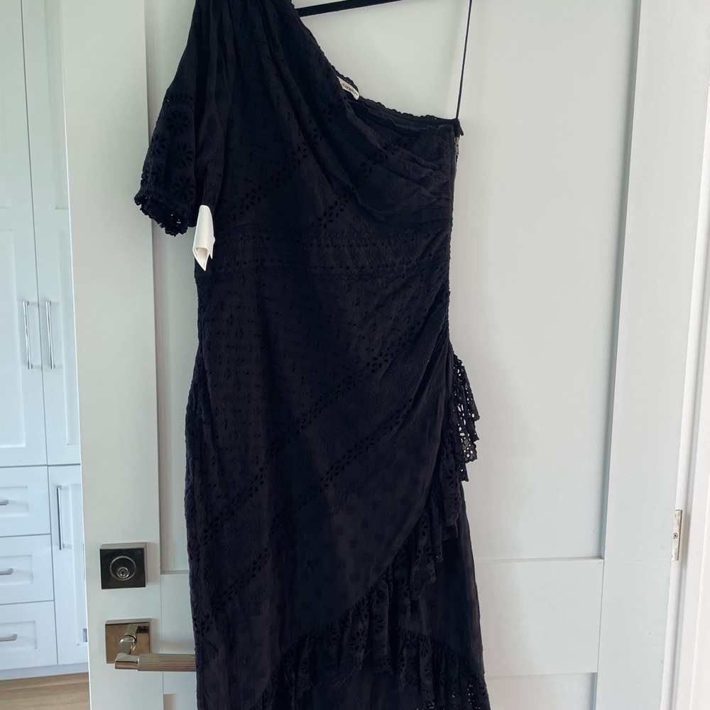 Ulla Johnson Black One-Shoulder Midi Dress